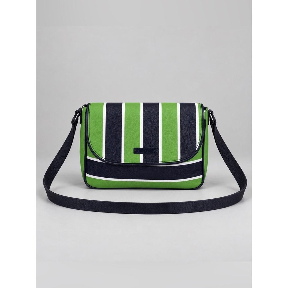 Vera Bradley Flap Crossbody Lucky Stripe Green Blue Preppy NWOT